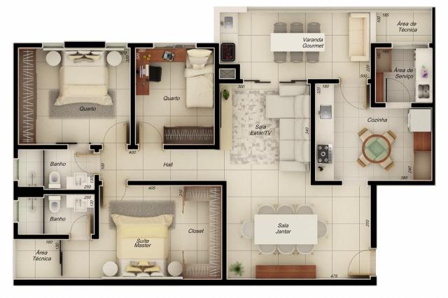 Apartamento com 3 suites Santa Monica com lazer completo